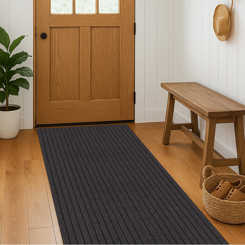Heavy-Duty Utility Runner Rug Mat – 31 in. Wide x Custom Length - Slip Resistant Rubber Backing , All-Weather, Absorbent, Dirt-Trapping, Kid and Pet Safe, Easy To Trim for Entryways and High-Traffic Areas, Charcoal Brown