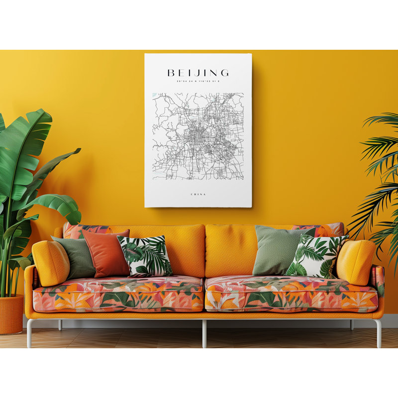 Beijing Map Print China Canvas Print, 36" H x 24" W