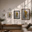 Golden Koi Rising Japandi - Framed Print-770407743-770407736