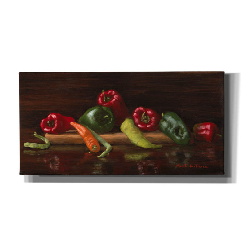 «Green And Red Peppers» par Christopher Pierce, art mural sur toile, H 30 po x l 60 po x P 1,5 po