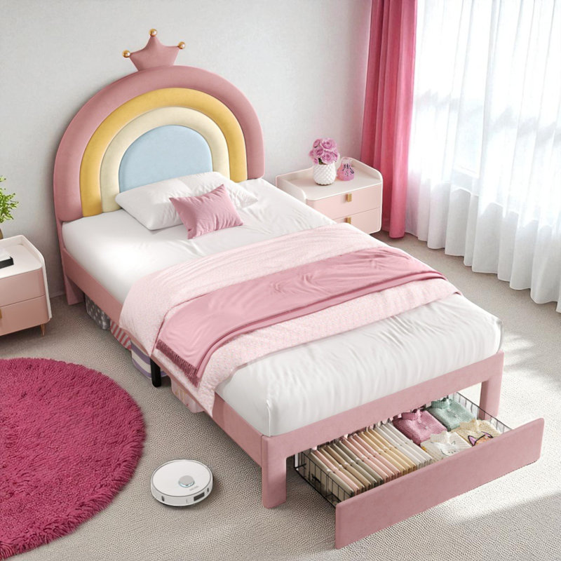 Upholstered Storage Bed, Single (3')