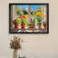 Art encadré noir, "Les fleurs qui fleurissent sur le rebord de la fenêtre", impression sur toile de style pastorale impressionniste-1255968989