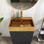 Meuble-lavabo autoportant de 20 po en marbre blanc avec comptoir intégré en acier inoxydable 304 brossé-5815554