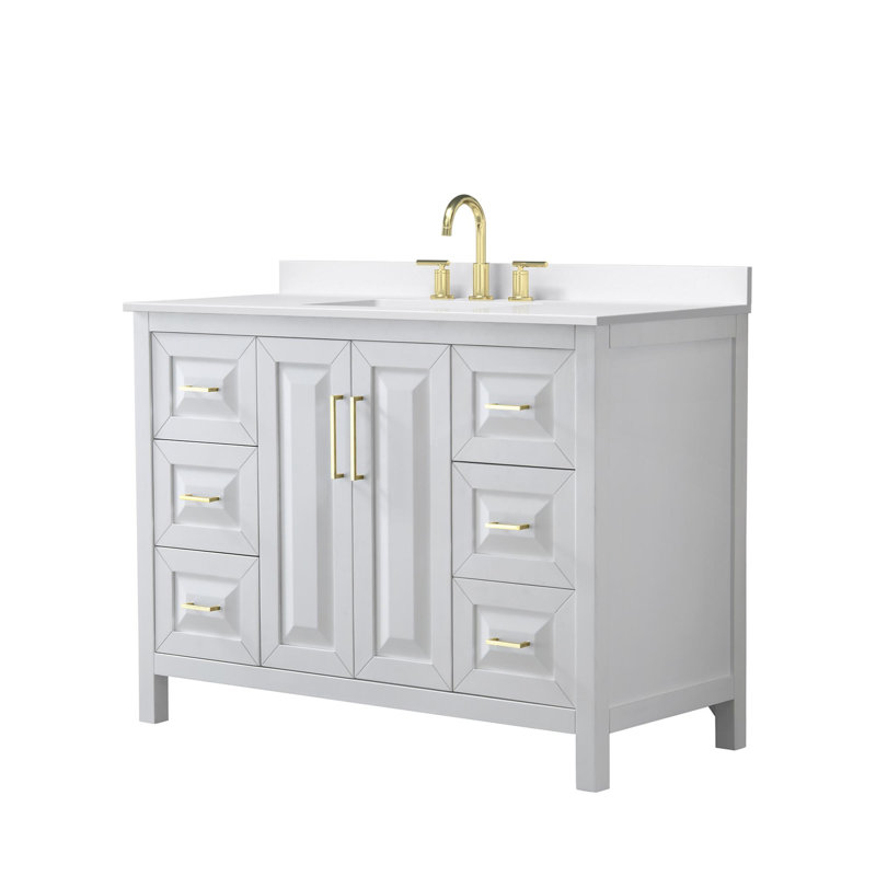 Daria 48'' W Vanity, White, Brushed Gold, Giotto Quartz