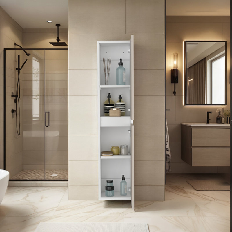 Armoire haute à deux portes, solution de rangement moderne pour le salon