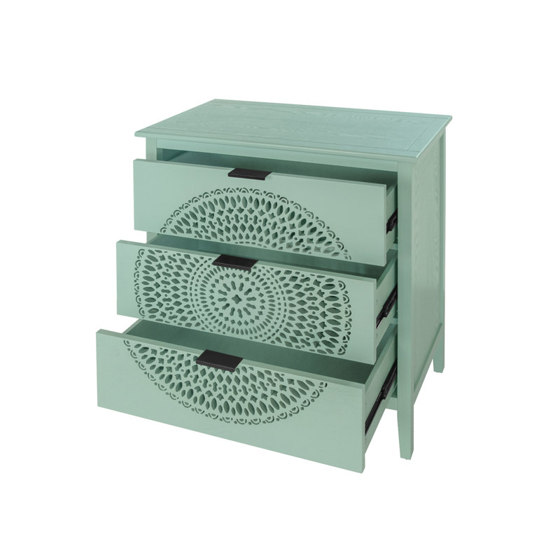 Huertas 31.5'' W 3 - Drawer Dresser, Light Green