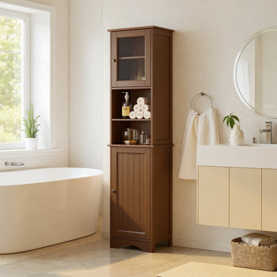 Natyra 67.1'' H Freestanding Tall Bathroom Linen Cabinet with 2 Doors