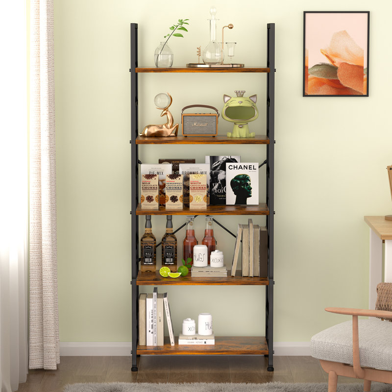 Rayonnage Tarl, Brun rustique / noir, (5 tablettes) H 62,2 po x l 23,62 po x P 11,8 po