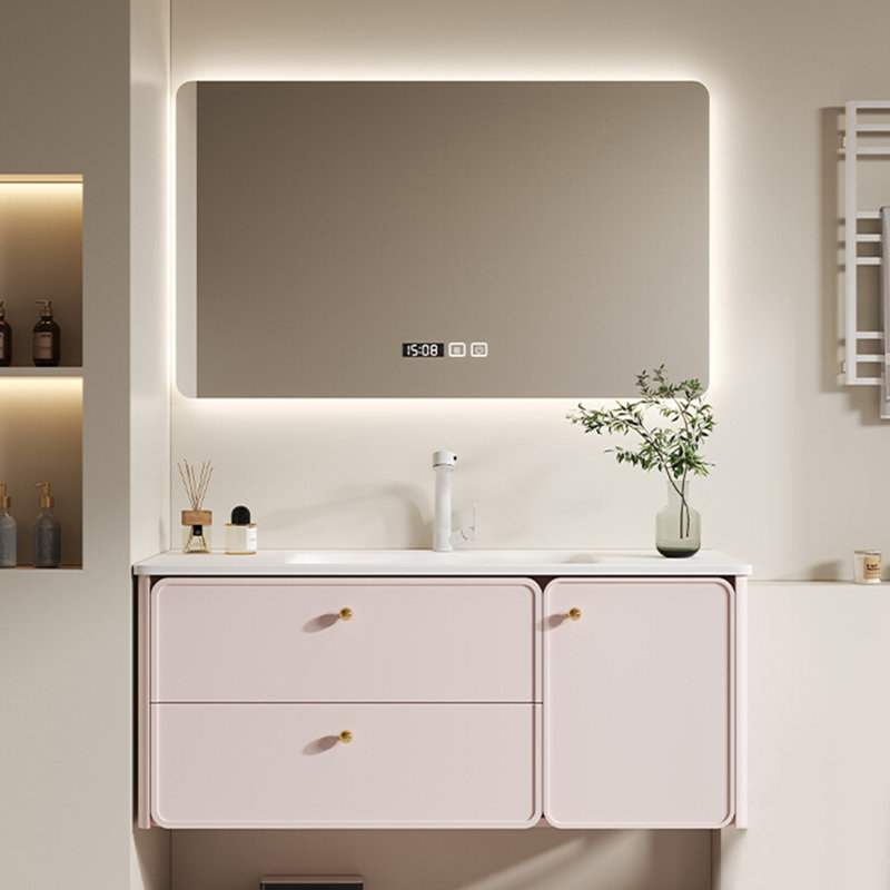 Modern stylish simple bathroom cabinet, 19.7" H x 47.2" W x 21.7" D, Pink