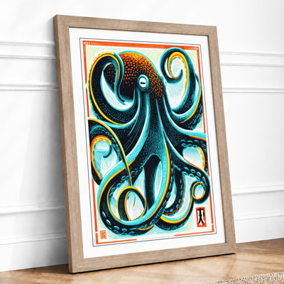 Octopus in Motion Japandi 1 Piece Single Picture Frame Wall Art