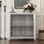 Buffet spacieux en gris, 2 portes en miroir, tablette réglable, de haute qualité, pour le salon et l'entrée avec rangement, accent creux en acrylique, support, multicolore-130040509