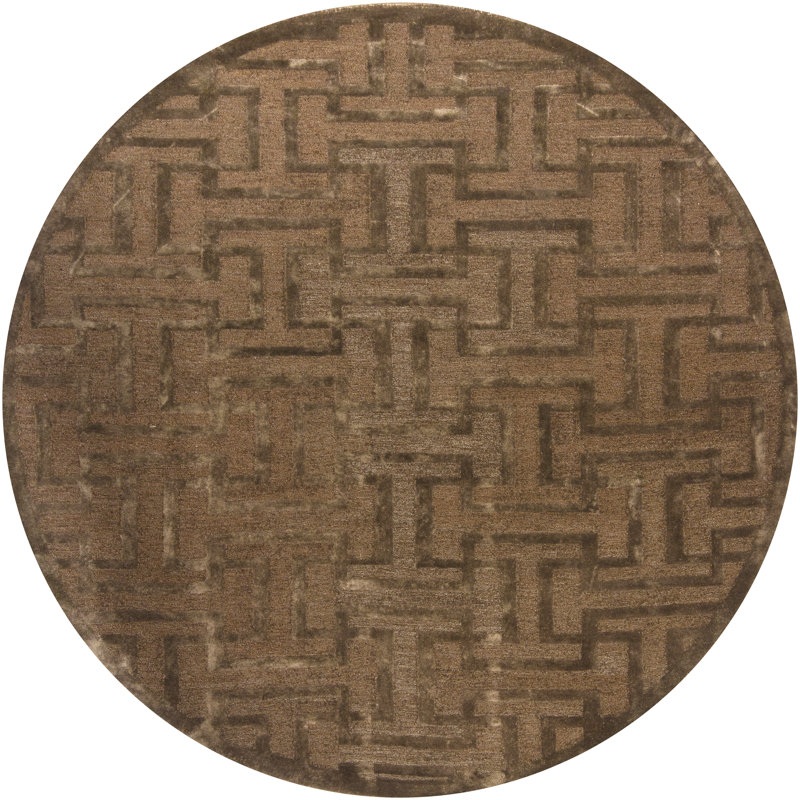 Tapis de zone brun/brun clair havant, Rond 7 pi 9 po