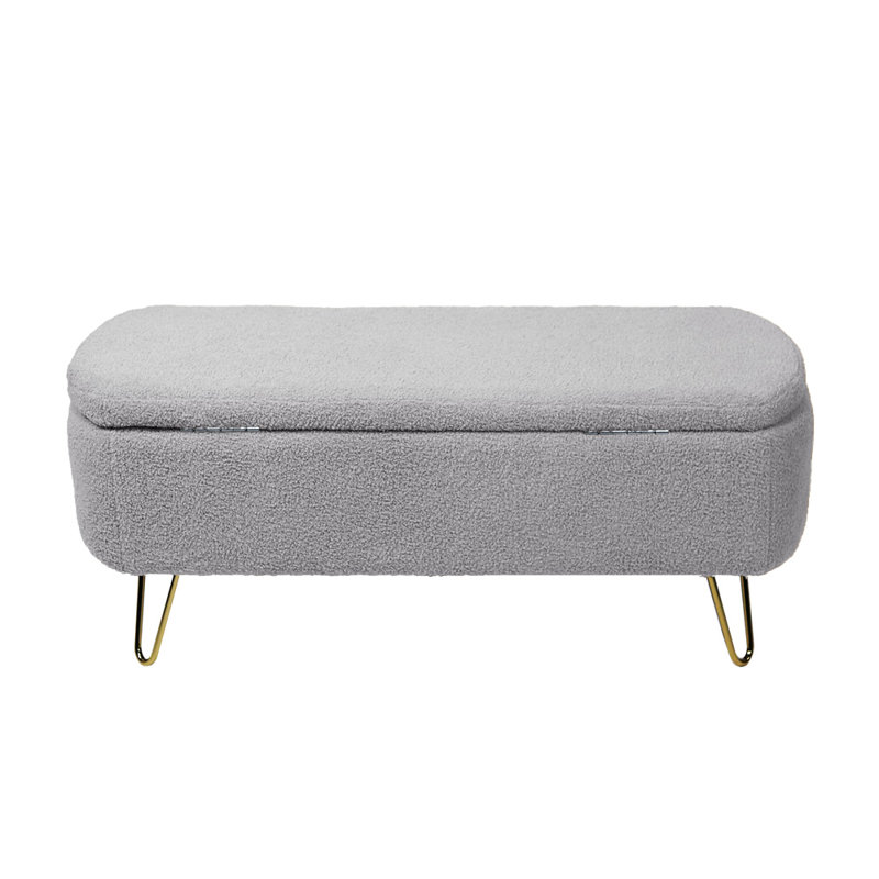 Rendell Polyester Upholstered Storage Bench, Gray