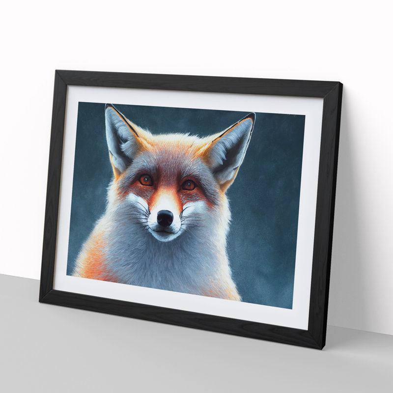 Blessed Fox - Framed Print, Black, 25cm H x 34cm W x 2cm D