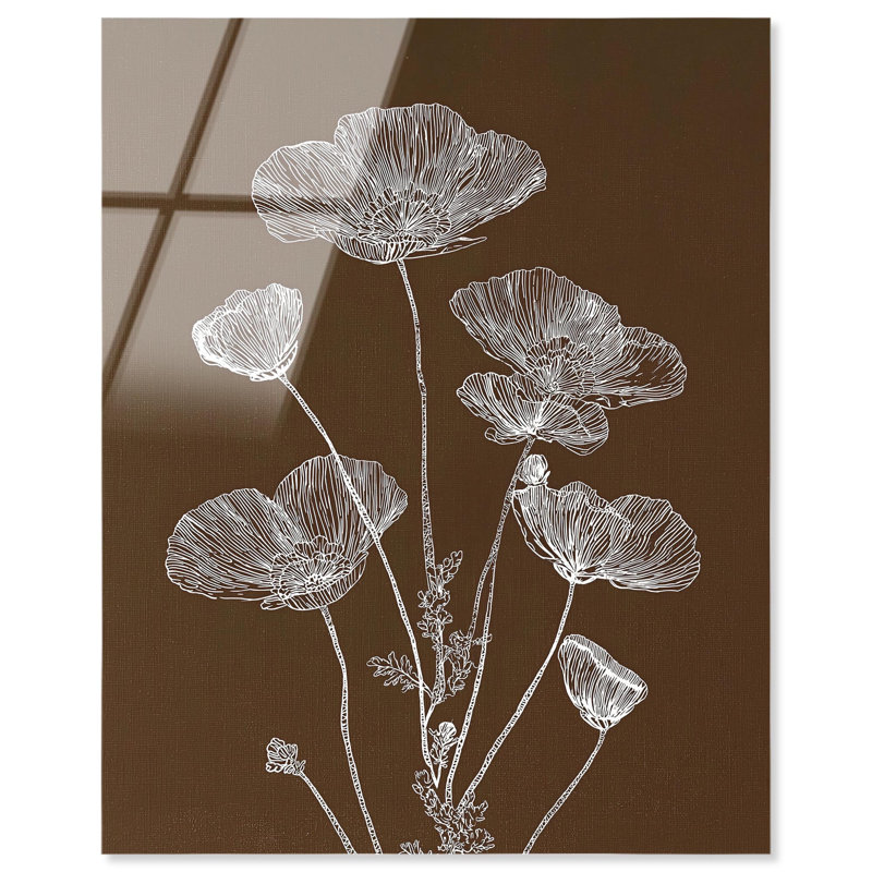 «White Poppy I», reproduction d'art acrylique boho rustique par Art Remedy, prête à être suspendue, 20 x 24