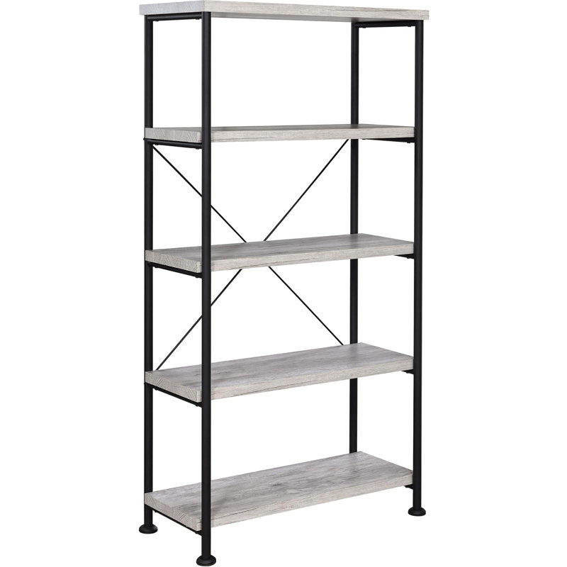 Bibliothèque rustique en bois de grève à 4 tablettes, idéale pour organiser et exposer dans une bibliothèque de bureau à domicile avec 4 tablettes, un design sophistiqué et une utilisation polyvalente