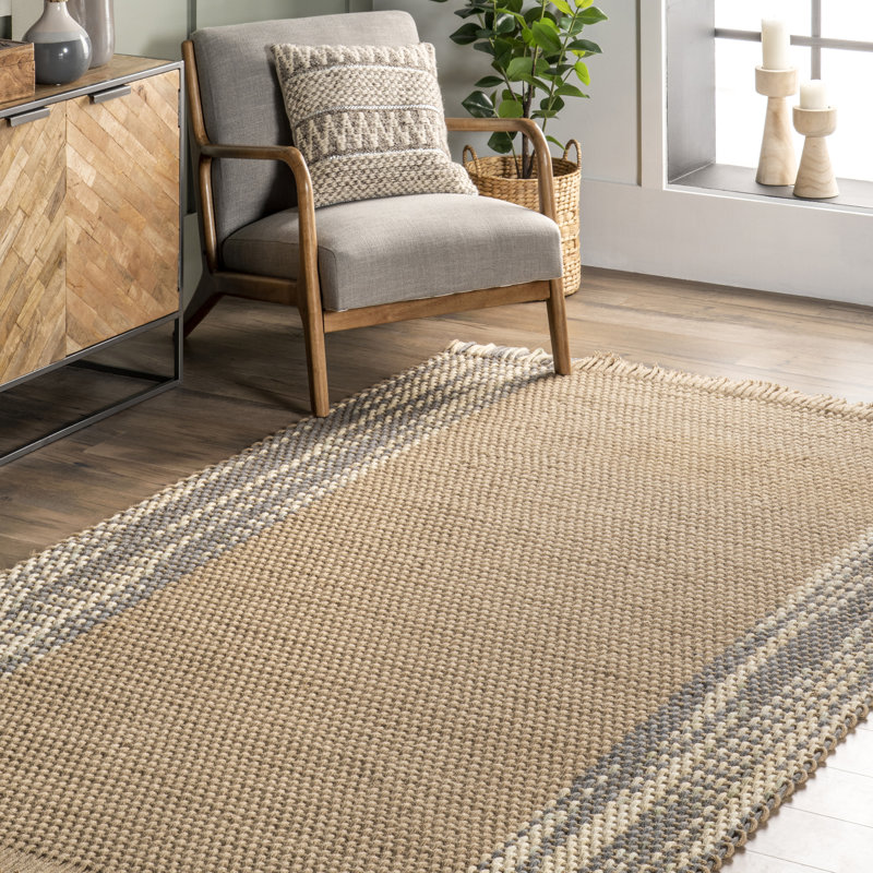 Tapis à pampilles en jute Jada, Rectangle de 5 pi x 8 pi