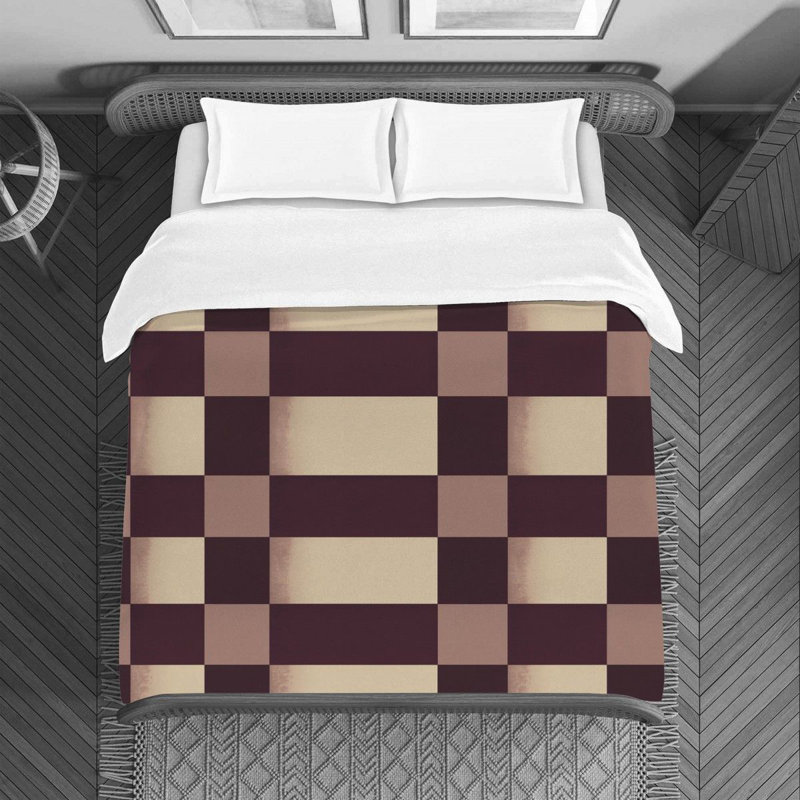 Housse de couette , Housse de couette pour lit simple, Mauve / beige