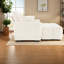 Canapé ergonomique en chenille blanche avec repose-pieds, design moderne pour des espaces de vie polyvalents