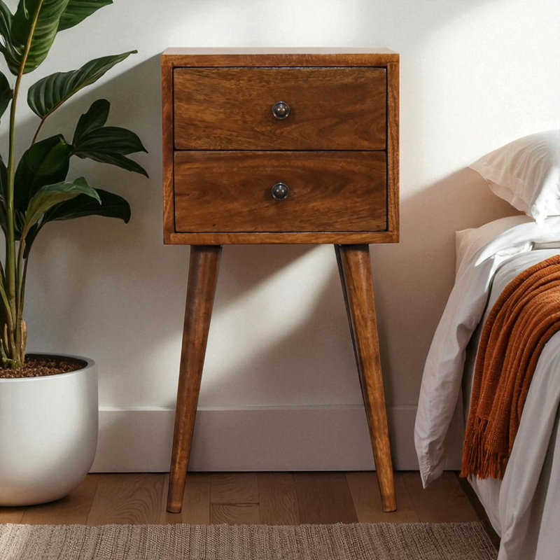 11.81'' W Solid Wood Nightstand, Brown