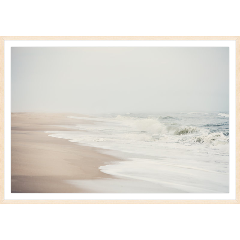 Dreamy Sea, White, 42" H x 60" W, Glass Frame