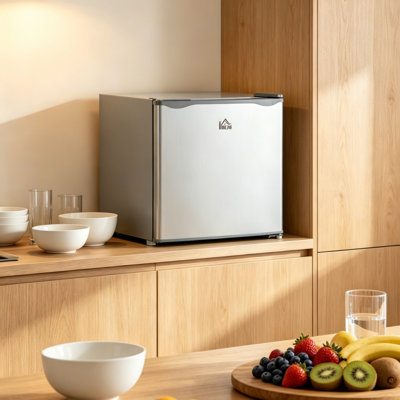 HOMCOM 1.1 Cu.Ft Countertop Upright Mini Freezer, Gray Compact Freezer with Removable Shelves, Reversible Door, 5-Speed Adjustable Temp, Energy Saving Small Freezer for Apartment Dorm Office RV