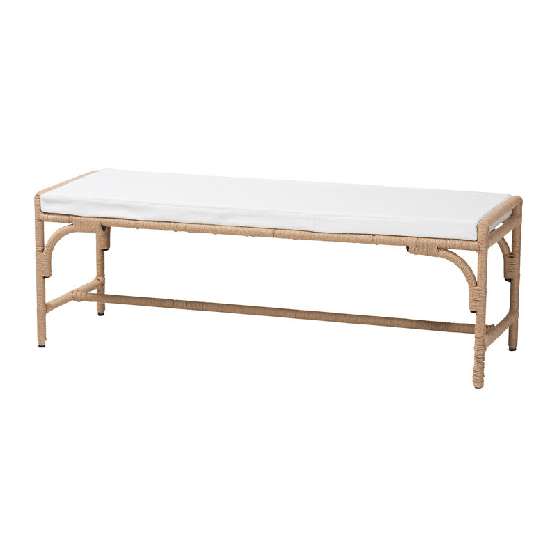 Aarmaan Bali & Pari Nasim Modern Bohemian Natural Jute and Metal Accent Bench