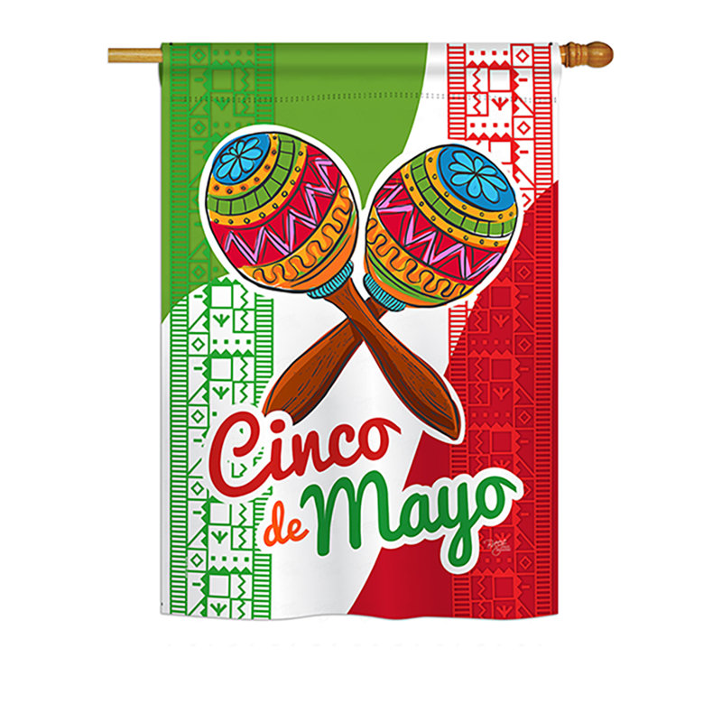 Maracas cinco de mayo de polyester à 2 côtés 40 x 28 po drapeau maison