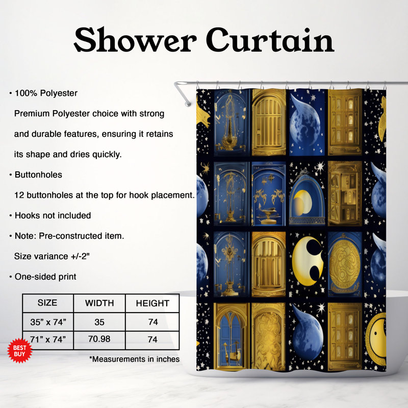 Rideau de douche Lunar Secret - Premium, H 74 po x l 71 po