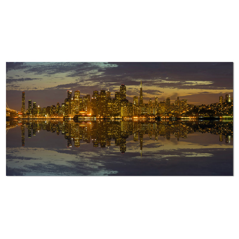 «San Francisco at Sunset Panorama Cityscape», reproduction de photo sur toile tendue, H 16 po x l 32 po x P 1 po