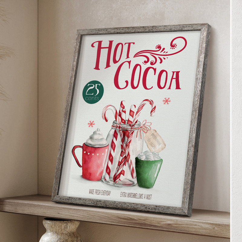 «Hot Cocoa», reproduction encadrée - bois massif, H 11 po x l 9 po