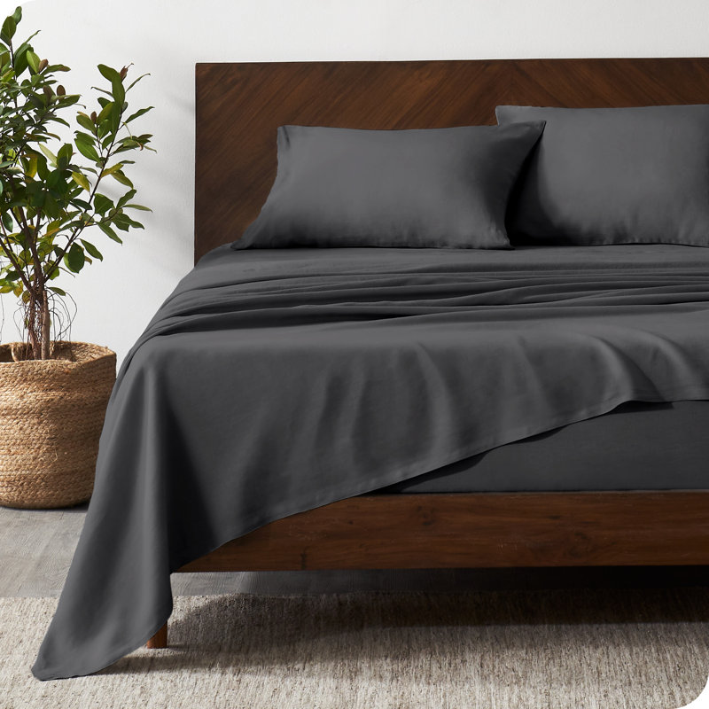 Full Dark Grey Organic Linen Sheet Set