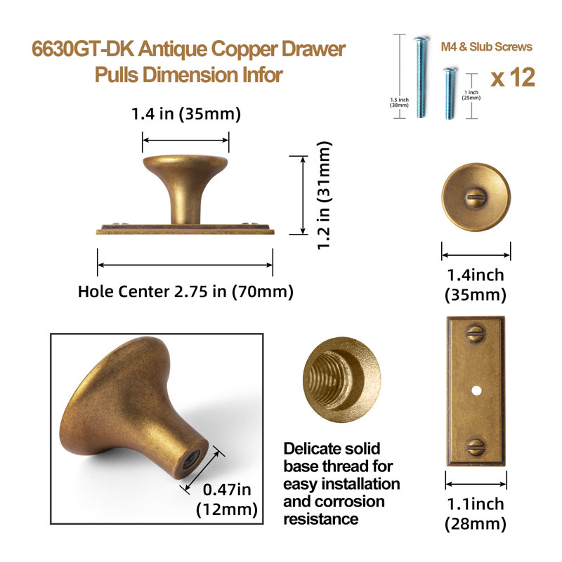 1.4'' Diameter Knob With Backboard Multipack, Antique Brass