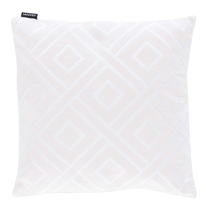Ivory 18" Square Triska Pillow with Basketweave Pattern