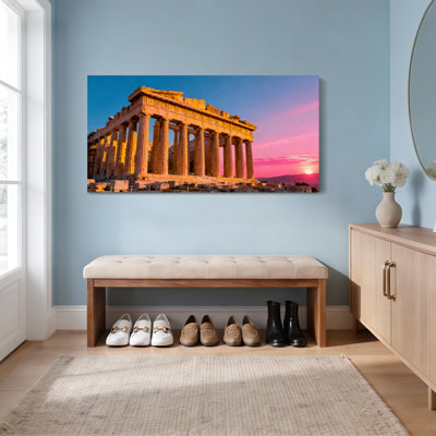 Parthénon, Athènes, coucher de soleil sur toile tendue, reproduction d'art sur toile, ensemble de 1