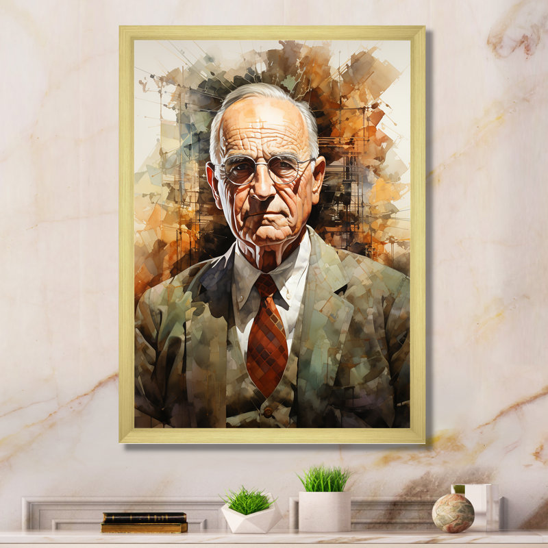 Président Harry S. Truman - président / art mural sur toile politique, H 44 po x l 34 po x P 1,5 po, Cadre photo doré