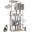 Arbre à chat, arbre à chat XXL 78,7 po avec 10 poteaux à griffer, 2 grottes, 2 hamacs, grande plateforme, brosses à chat, panier, arbre à chat robuste pour Maine Coons, grands chats, gris clair-255114554