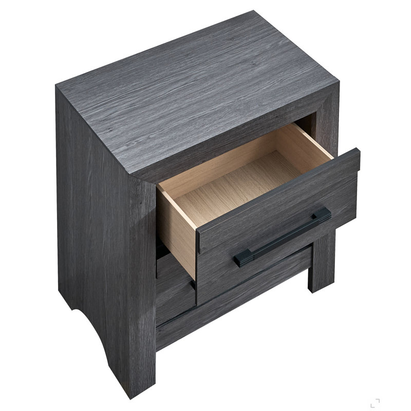 Plank-Front 2-Drawer Nightstand