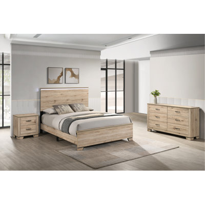 Rustic Farmhouse Bedroom Set With LED Headboard