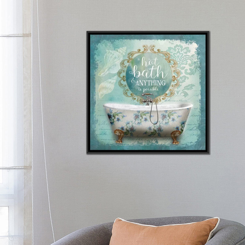 «Mirror Bath I», impression sur toile, H 18 po x l 18 po x P 1,5 po, Toile encadrée noire, Pas de tapis