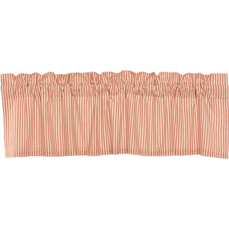 Cantonnière rayée en coton Sawyer Mill, 60" W x 16" H, Rouge champêtre / brun foncé