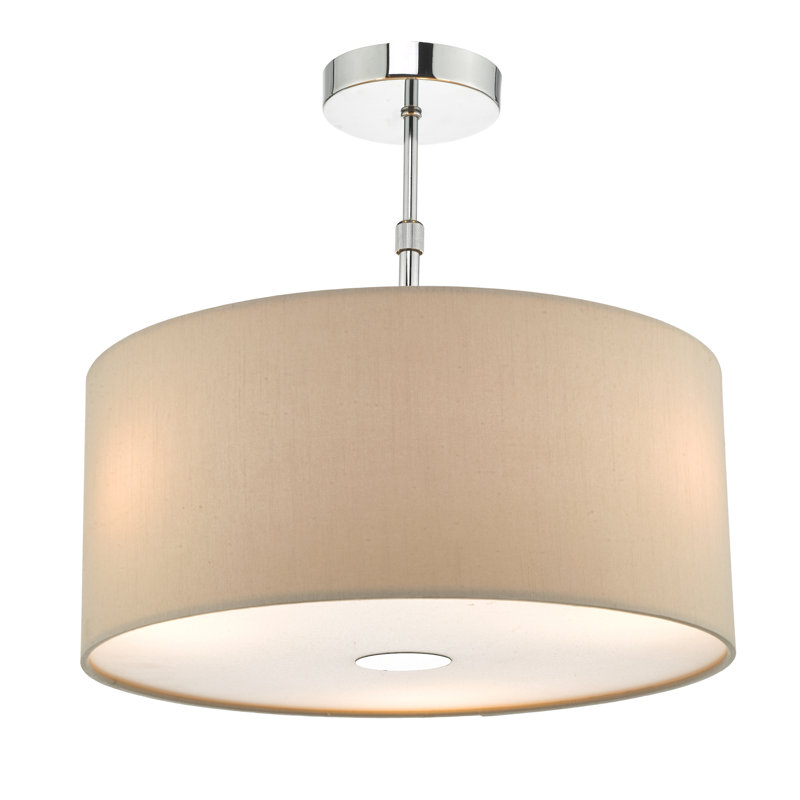 Desiree 18cm H Faux Leather Drum Pendant Shade ( Screw On ), Taupe