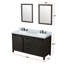 Meuble-lavabo double l 60 po x P 22 po, comptoir en marbre de culture, ensemble de robinet et miroirs 24 po-661407212