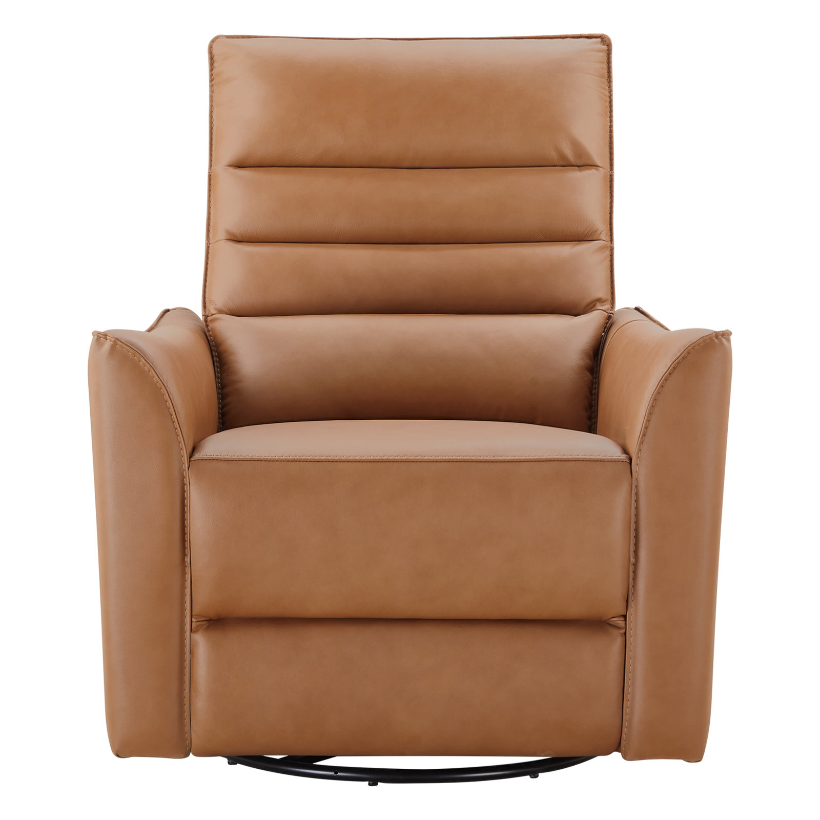 Akeem Gabi Genuine Leather Swivel Glider Power Recliner, Orange