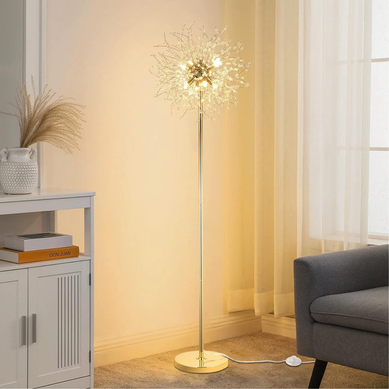 Lampe sur pied en cristal 69 pouces, Doré