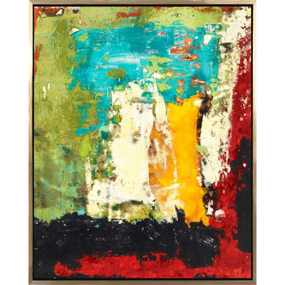 Abstrait primaire III, peinture sur toile à cadre flottant