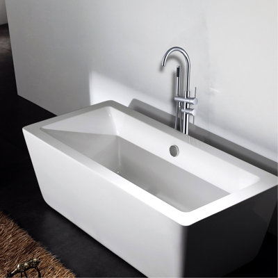 Robinet de baignoire autoportant moderne avec douche à main - en métal massif, 45,1 po Robinet de baignoire profonde, structure métallique de rafraîchissement de salle de bain, surface, débit maximal de 3,9 gal / min, produit
