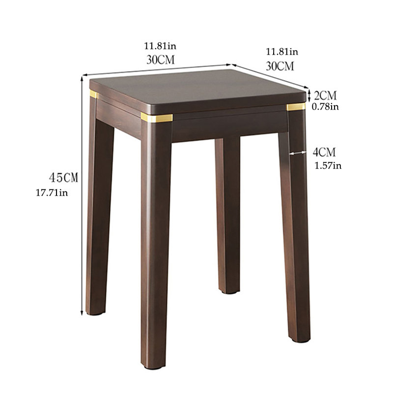 Tabouret de luxe, pliable, banc, à usage domestique, tabouret carré, tabouret de salon en bois moderne, design minimaliste.