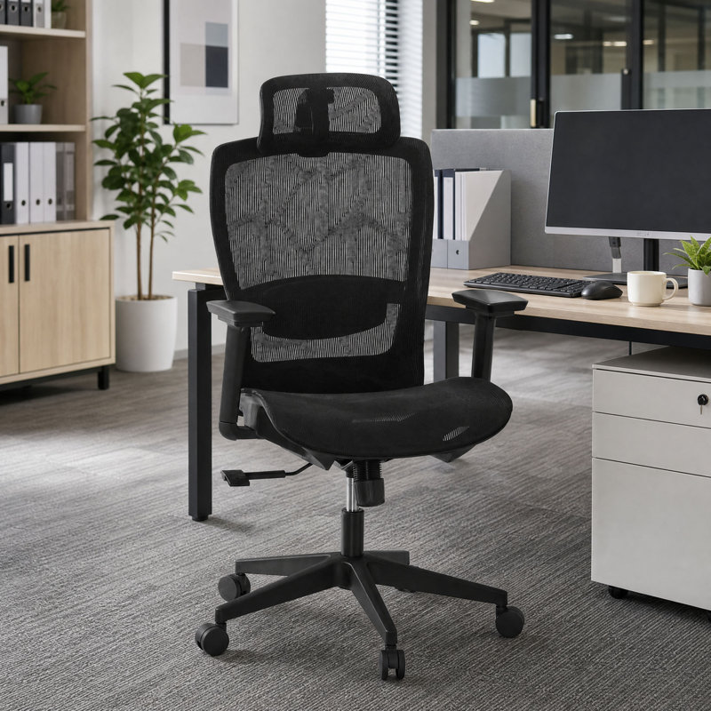 Fauteuil de bureau ergonomique en filet, fauteuil de bureau à accoudoirs réglables en 3D, fauteuil de travail à haut dossier avec appui-tête, support lombaire, fauteuil d'ordinateur pivotant inclinable pour les jeux de bureau à domicile