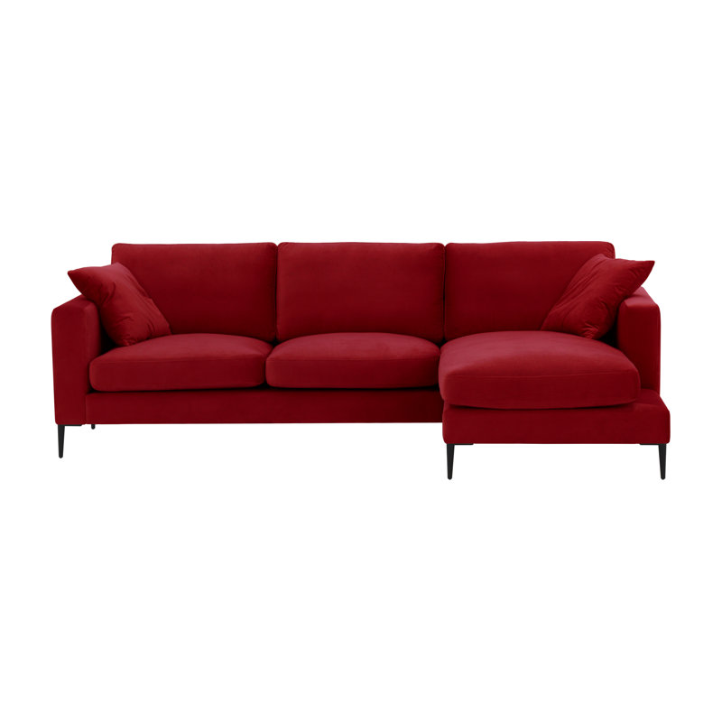 Bansom 3 Seater Corner Sofa , Dark Red, Right Hand Facing